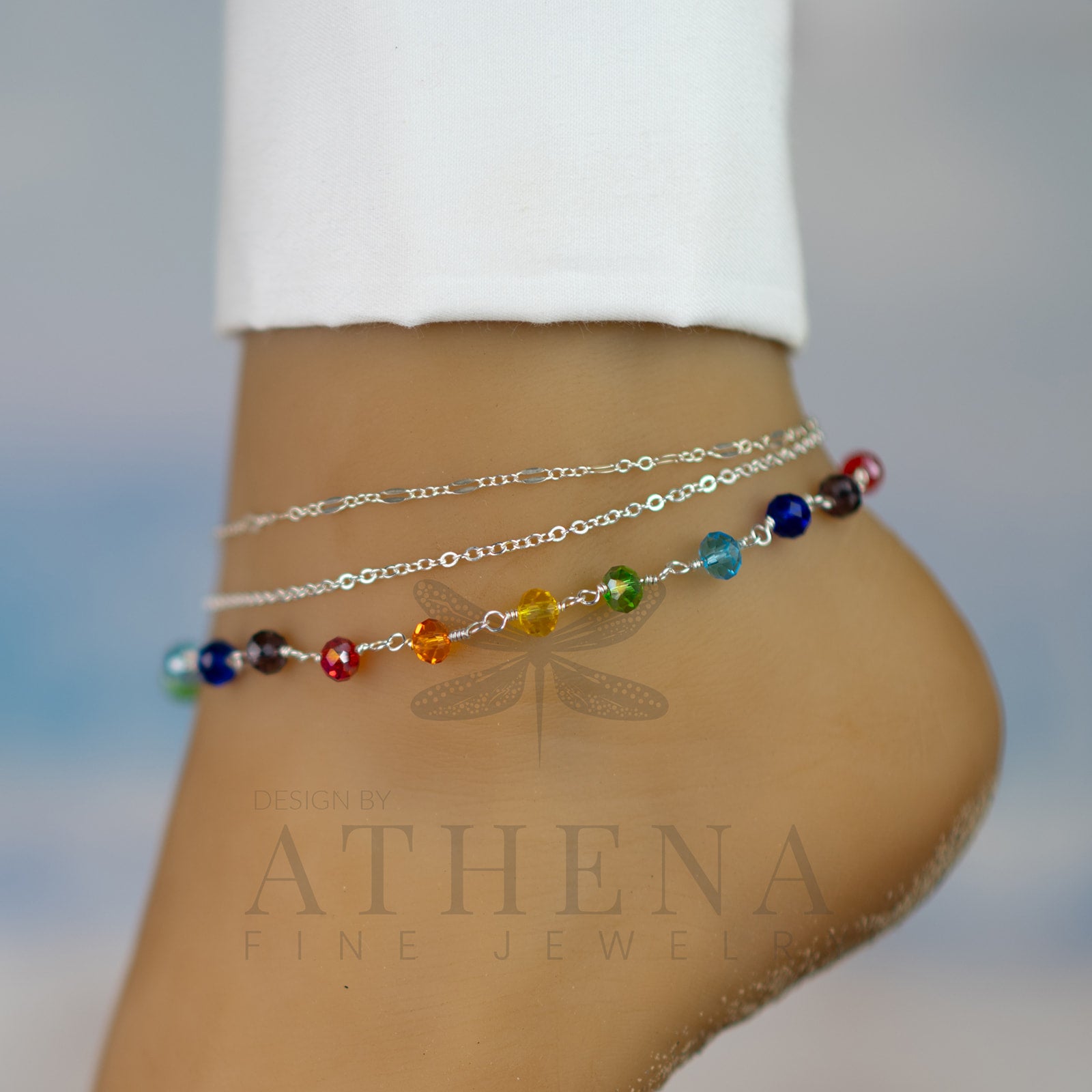 Chakra Anklet Set in Sterling Silver