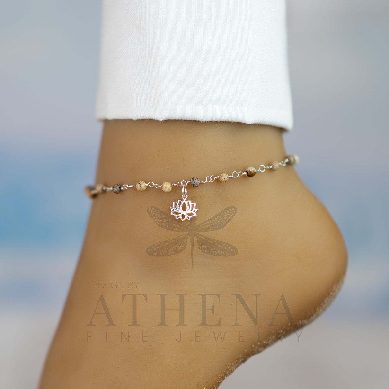 Lotus Anklet in Sterling Silver