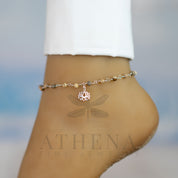 Lotus Anklet in Sterling Silver