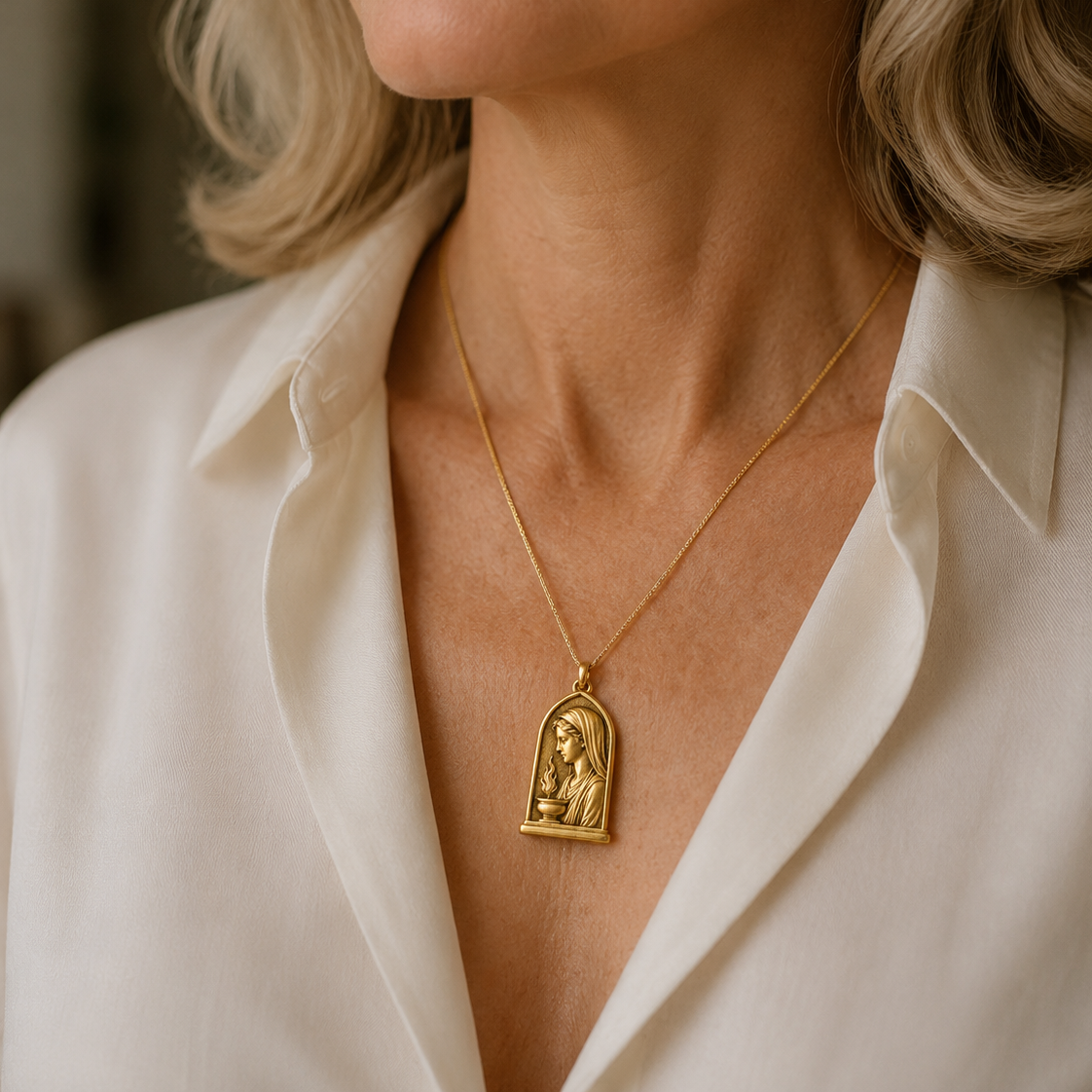 Gold Hestia Goddess Pendant
