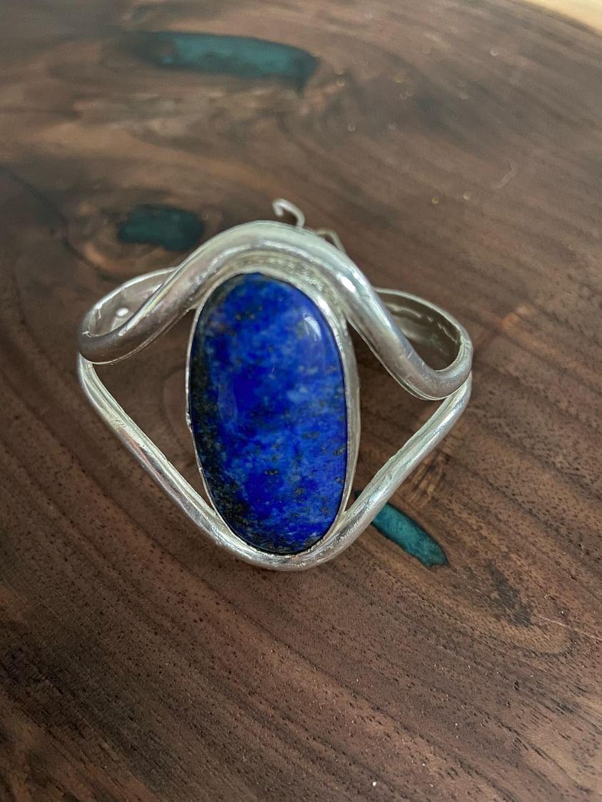 Lapis Oval Cuff Bracelet - Echoes of the Lake Collection