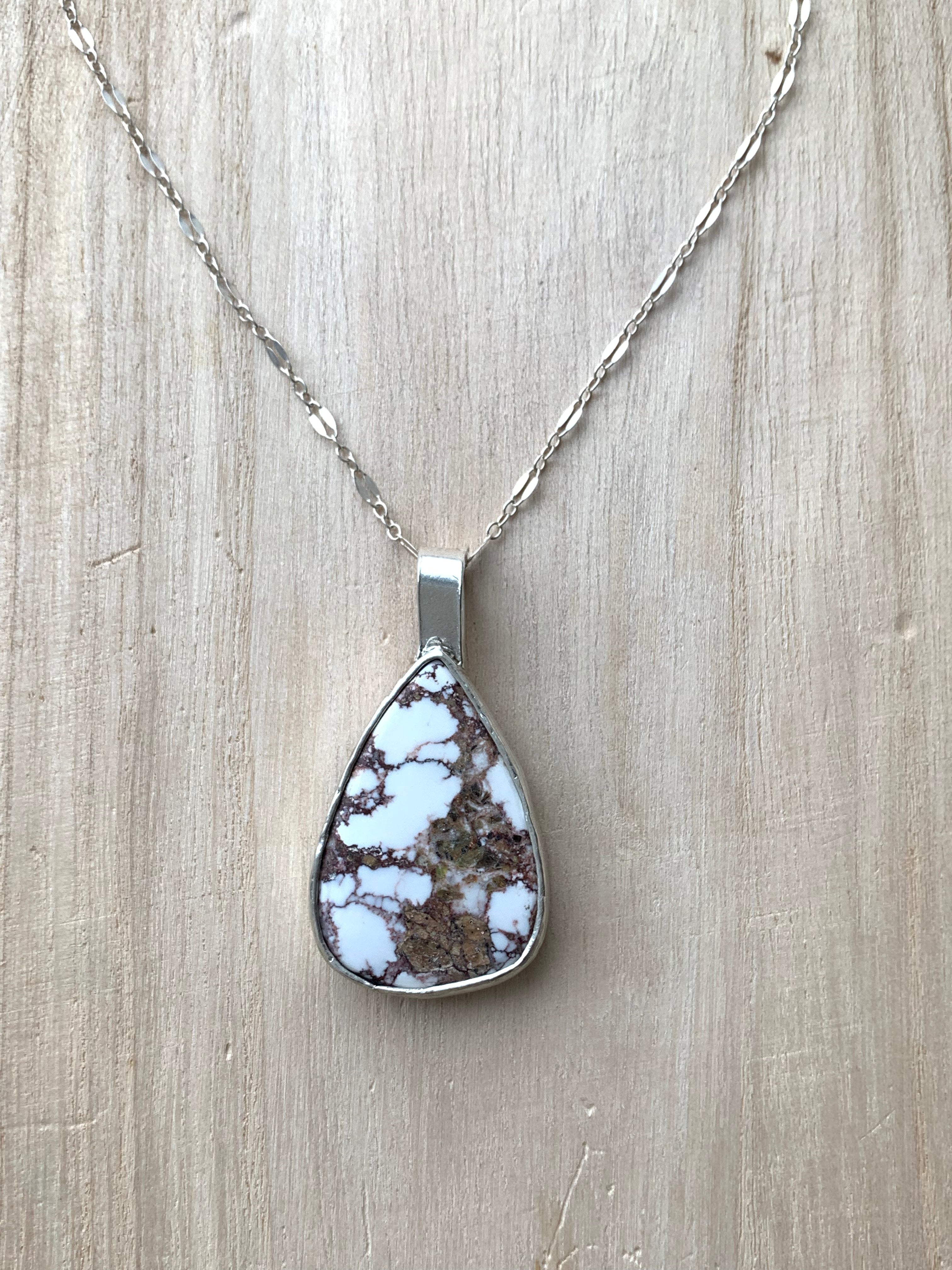 Wild Horse Magnesite Pear Pendant in Sterling Silver – One-of-a-Kind