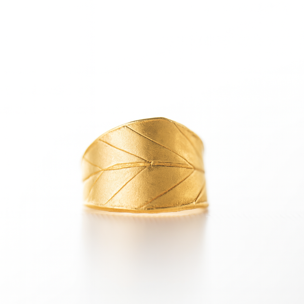 Blueberry Leaf Wraparound Ring | Handmade Sterling Silver & Gold | Unique Leaf Design