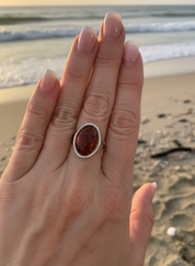 Amber Flame Ring | Silver Baltic Amber Ring | Tears of the Sun Collection