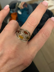 Amber Current Ring | Silver Baltic Amber Ring | Tears of the Sun