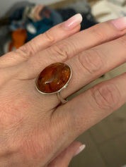 Morninglight Amber Ring | Silver Baltic Amber Cocktail Ring | Tears of the Sun