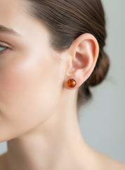 Amber Globes Studs | Sterling Silver Baltic Amber |Tears of the Sun