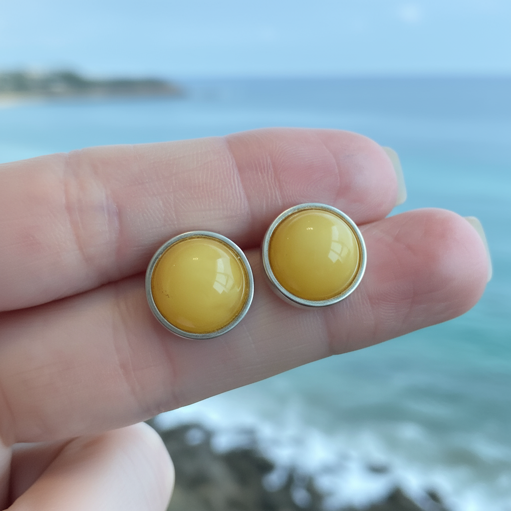 Amber Dawn Studs | Sterling Silver Baltic Amber | Tears of the Sun