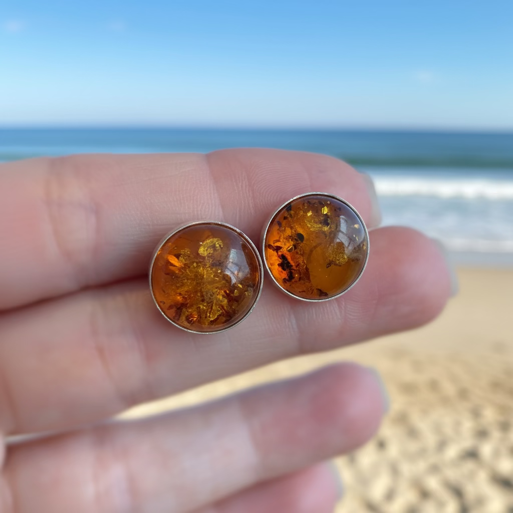 Honeyfire Studs | Sterling Silver Baltic Amber | Tears of the Sun