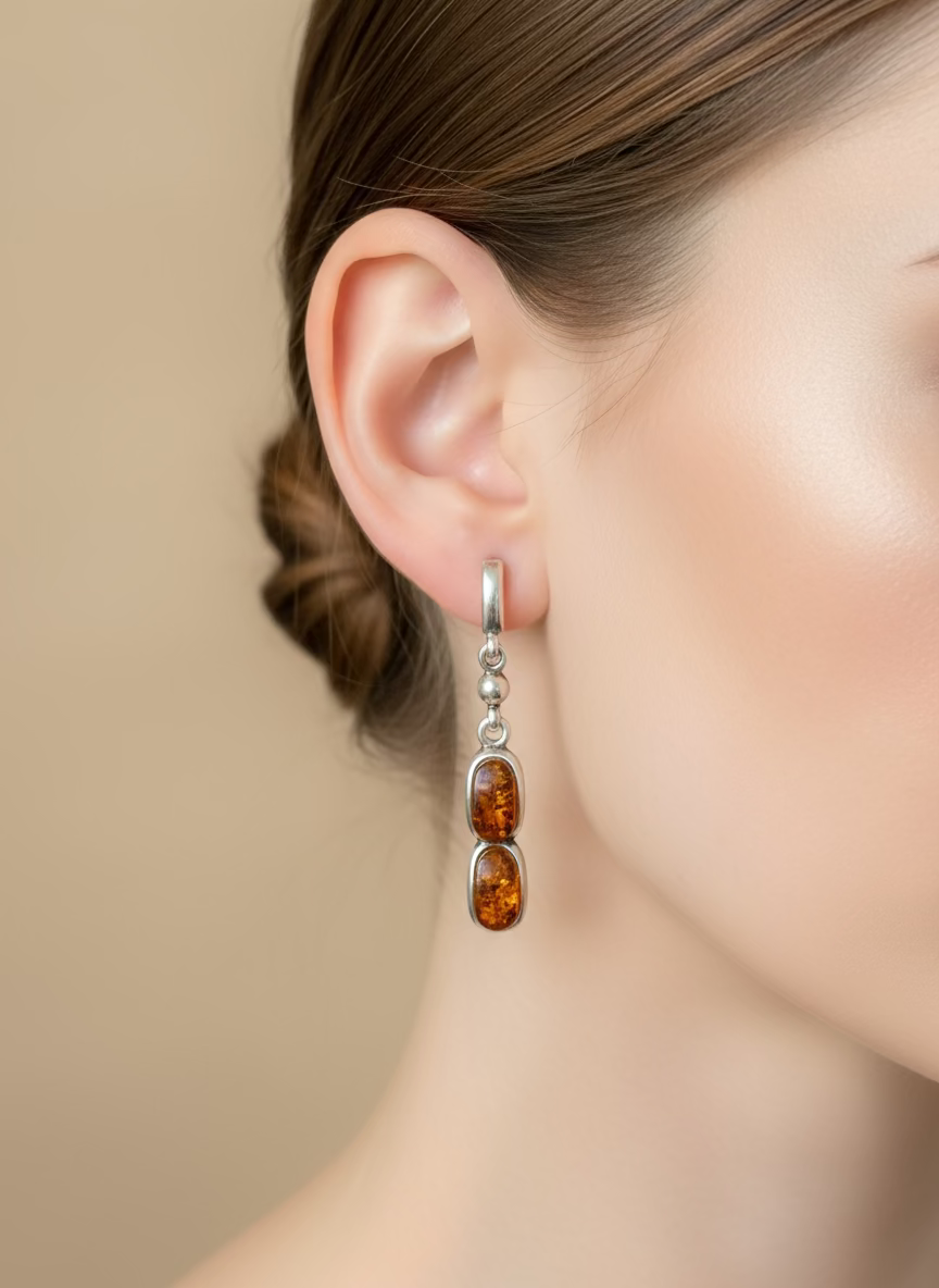 Solar Cascade Earrings | Sterling Silver Baltic Amber | Tears of the Sun