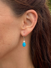 Turquoise & Pearl earrings in Sterling Silver