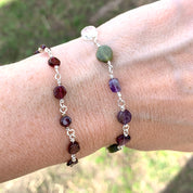 Garnet on Silver Bracelet | Handcrafted Garnet Coin Beads | Sterling Silver Jewelry