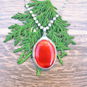 Large Carnelian Necklace in Sterling Silver – Statement Piece Echoes of the Lake Collection