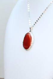 Large Carnelian Necklace in Sterling Silver – Statement Piece Echoes of the Lake Collection