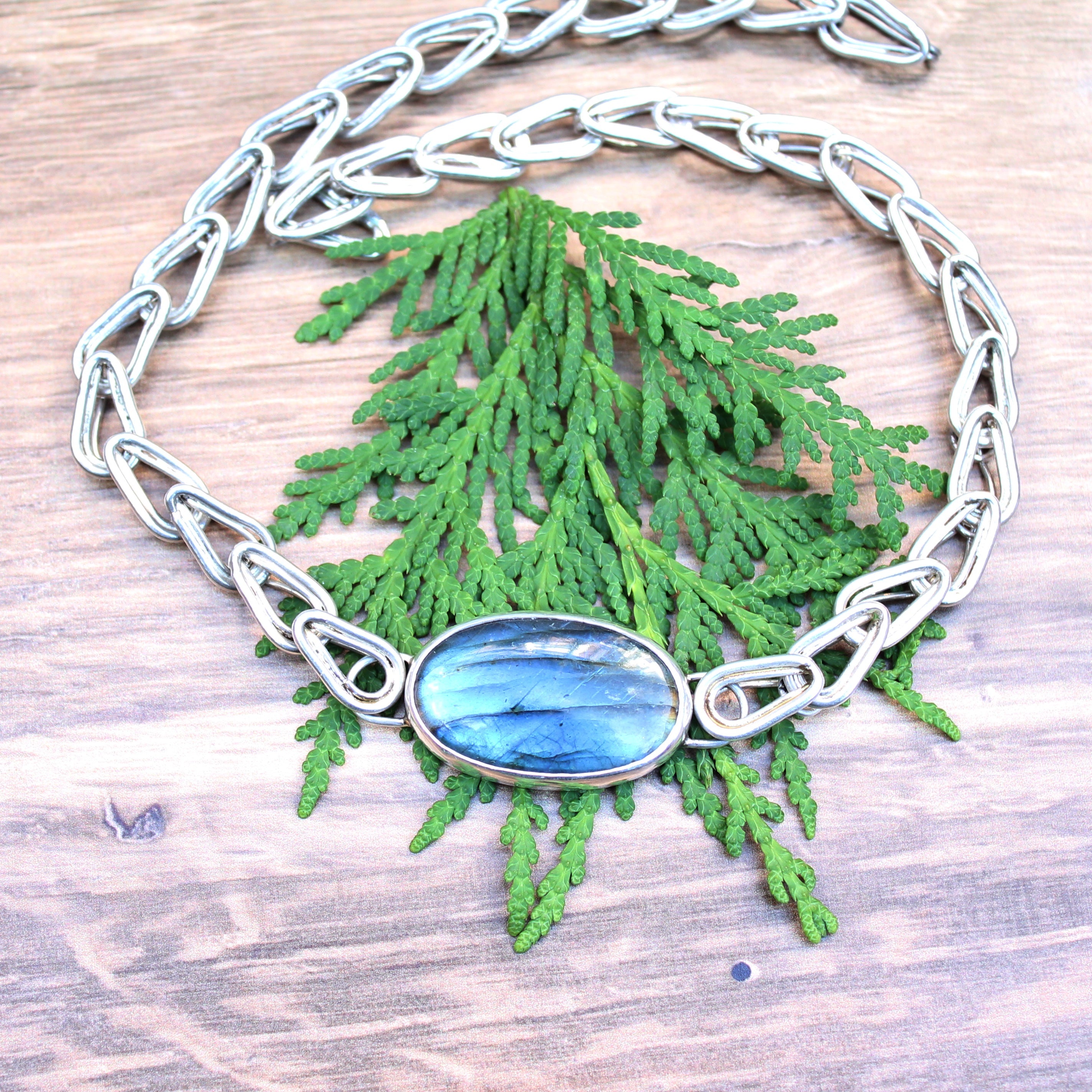 Enchanted Radiance Necklace – Fully Handcrafted Labradorite & Silver