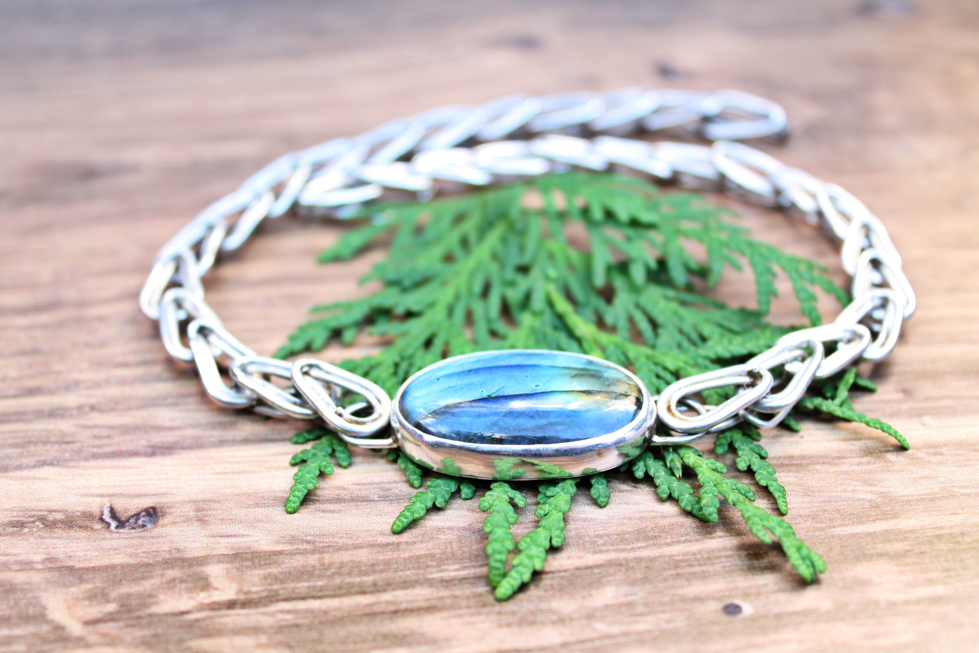 Enchanted Radiance Necklace – Fully Handcrafted Labradorite & Silver