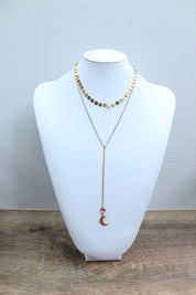 Sample Sale: Layering gold Moon Birthstone Necklace