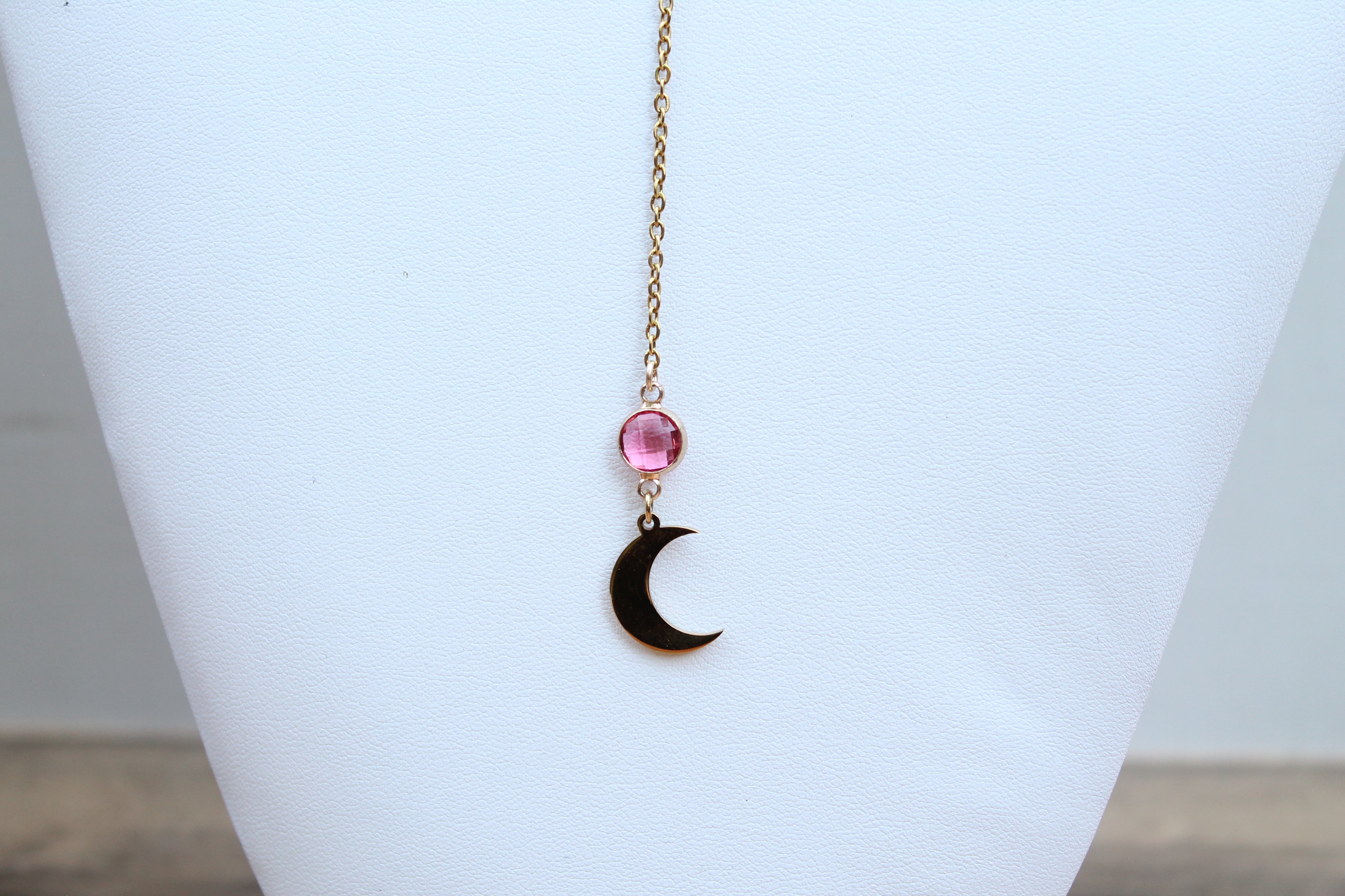 Sample Sale: Layering gold Moon Birthstone Necklace