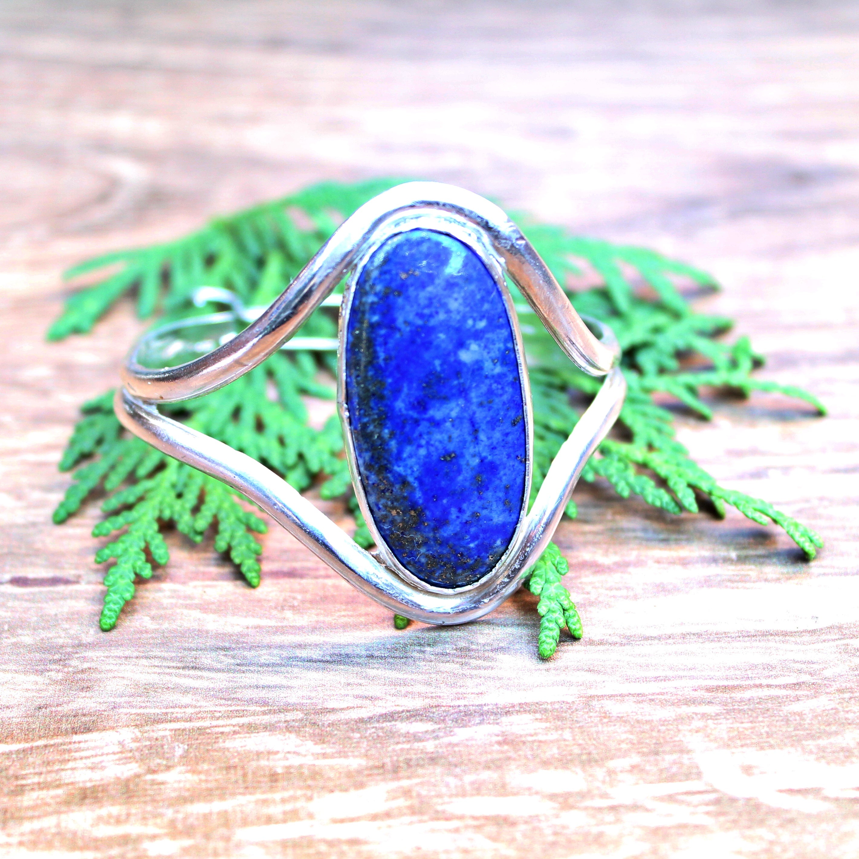 Lapis Oval Cuff Bracelet - Echoes of the Lake Collection