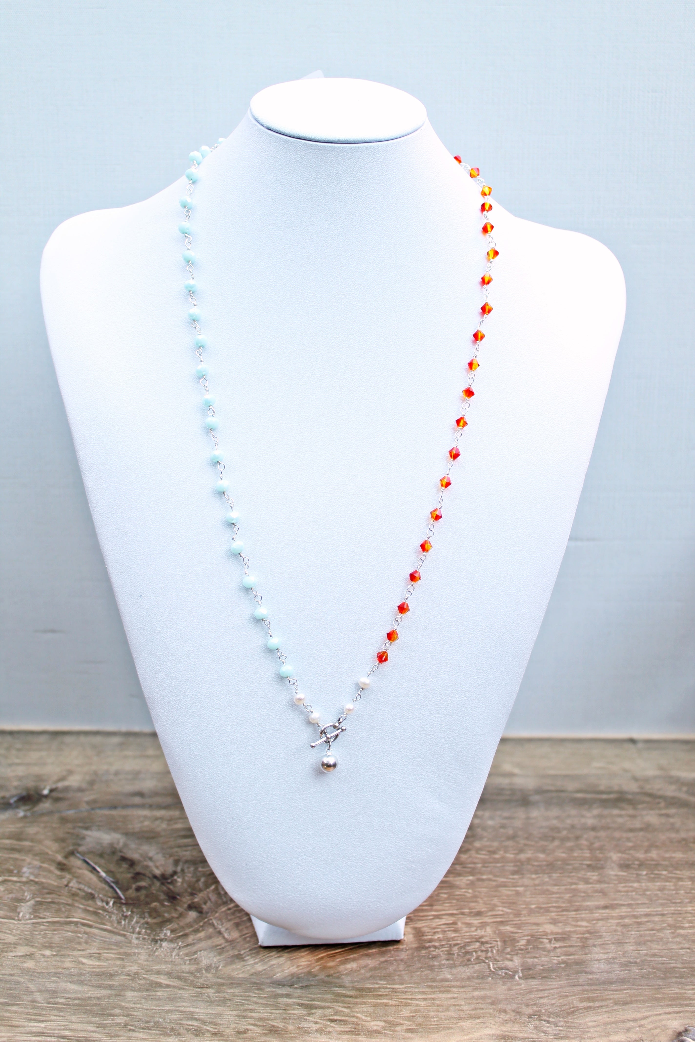 Harmony Sunset Pearl Strand Necklace in Silver OOAK