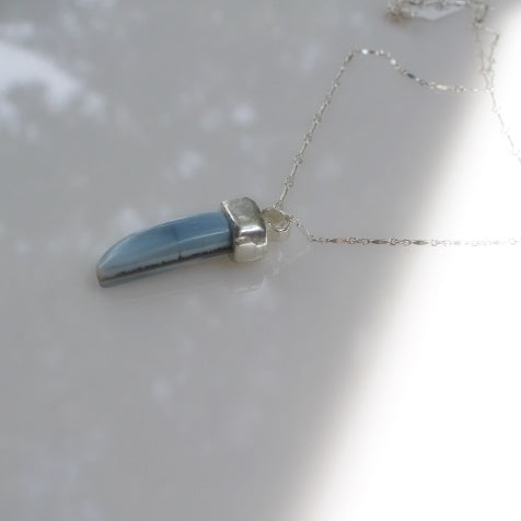 Blue Opal Necklace | Handcrafted Sterling Silver Pendant | Unique Gemstone Jewelry