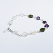Tourmaline on Silver Bracelet | Purple, Green, & Clear Tourmaline | Sterling Silver Jewelry