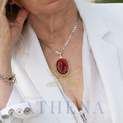 Large Carnelian Necklace in Sterling Silver – Statement Piece Echoes of the Lake Collection
