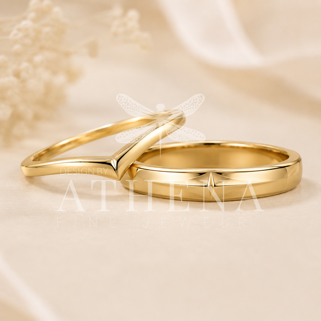Men’s Yellow Gold Wedding Band – Athena Spear Band