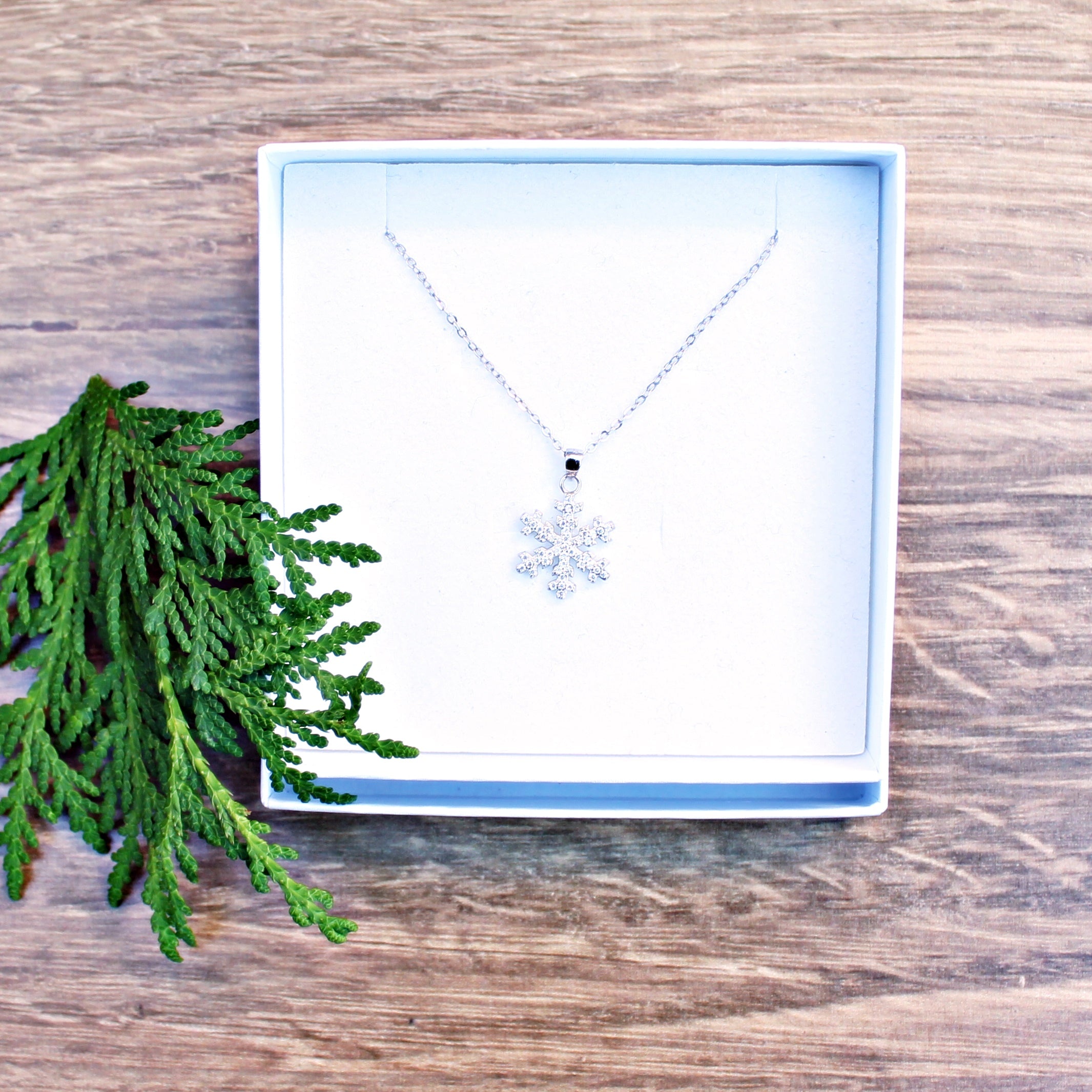 Snowflake Necklace in Sterling Silver studded in Cubic Zircon