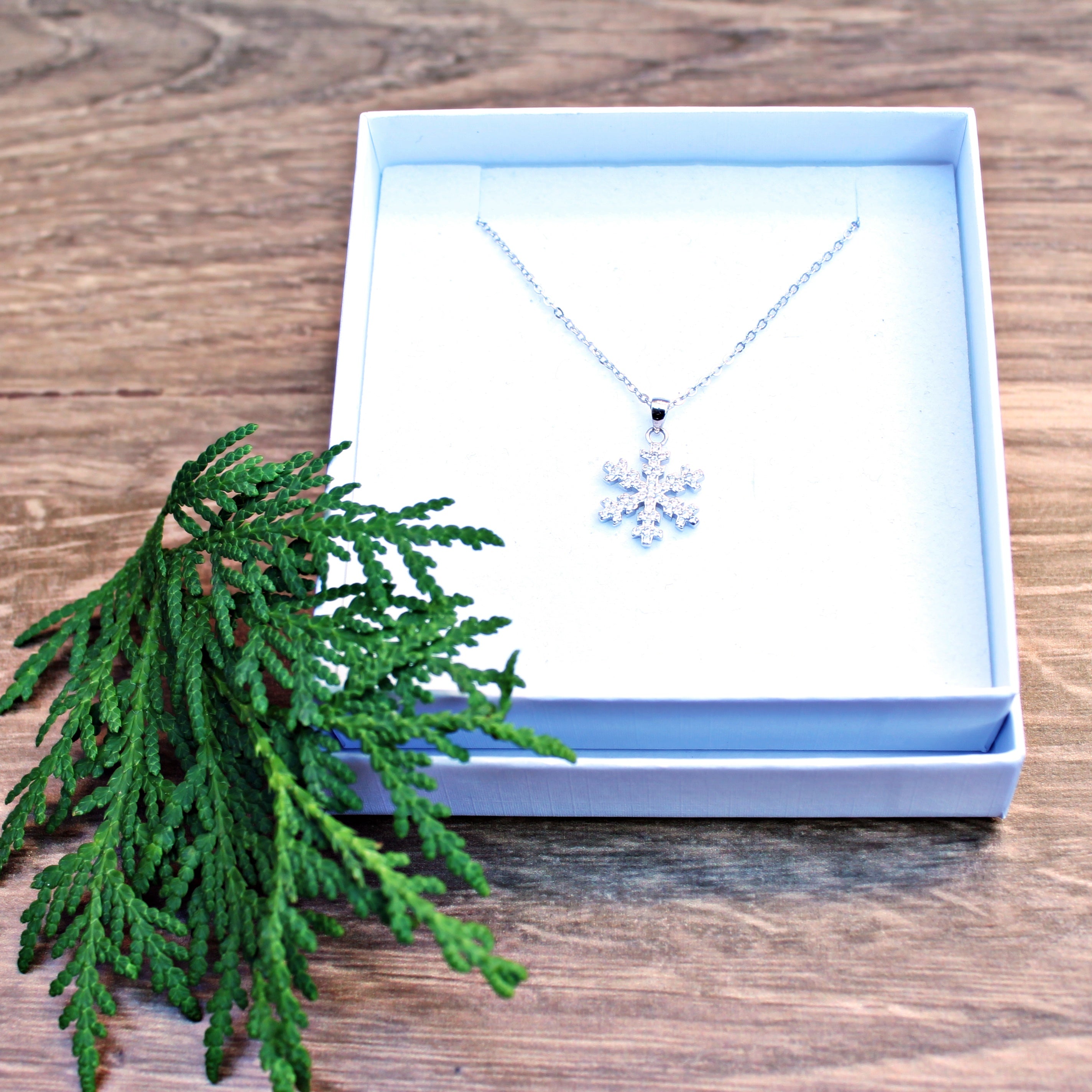 Snowflake Necklace in Sterling Silver studded in Cubic Zircon