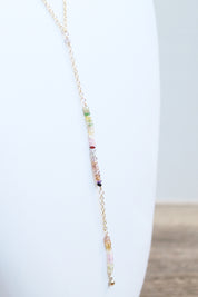 Quartz Y Necklace in Yellow Gold Fill