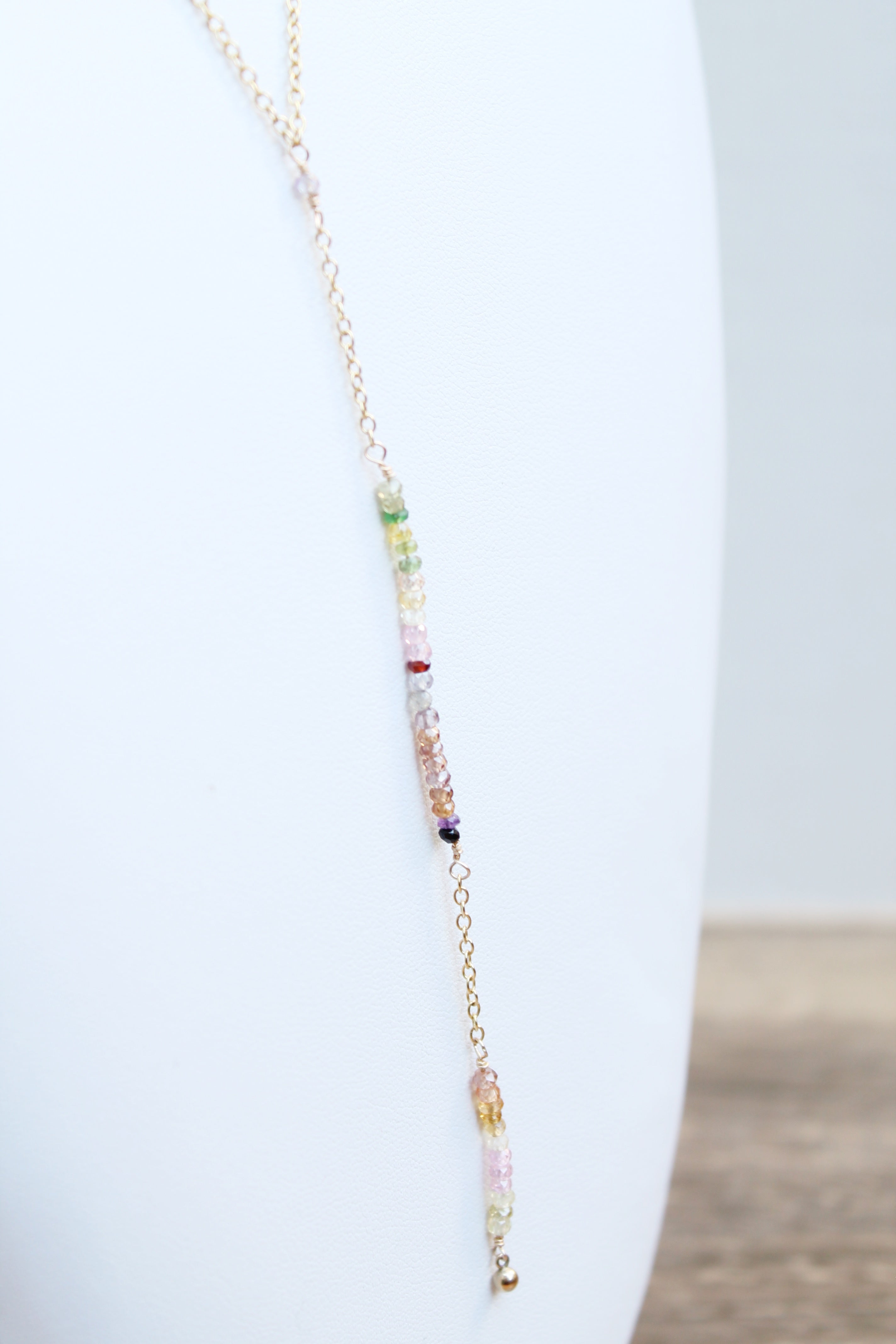 Quartz Y Necklace in Yellow Gold Fill