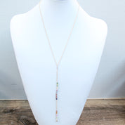 Quartz Y Necklace in Yellow Gold Fill