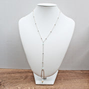 Pearl and Peruvian Blue Opal in Sterling Silver Y Necklace