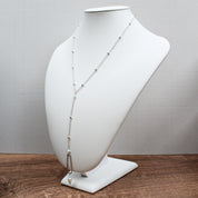 Pearl and Peruvian Blue Opal in Sterling Silver Y Necklace