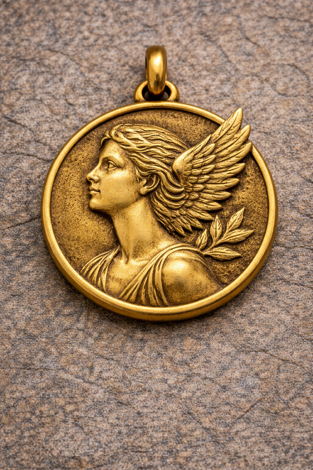Nike Pendant – Greek Goddess of Victory Medallion in Sterling Silver or Solid Gold