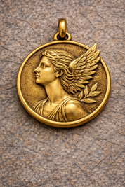 Nike Pendant – Greek Goddess of Victory Medallion in Sterling Silver or Solid Gold