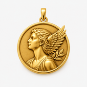 Nike Pendant – Greek Goddess of Victory Medallion in Sterling Silver or Solid Gold