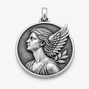 Nike Pendant – Greek Goddess of Victory Medallion in Sterling Silver or Solid Gold