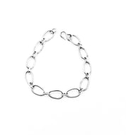 Radiant Linkage: Handcrafted Sterling Silver Oval Chain Bracelet