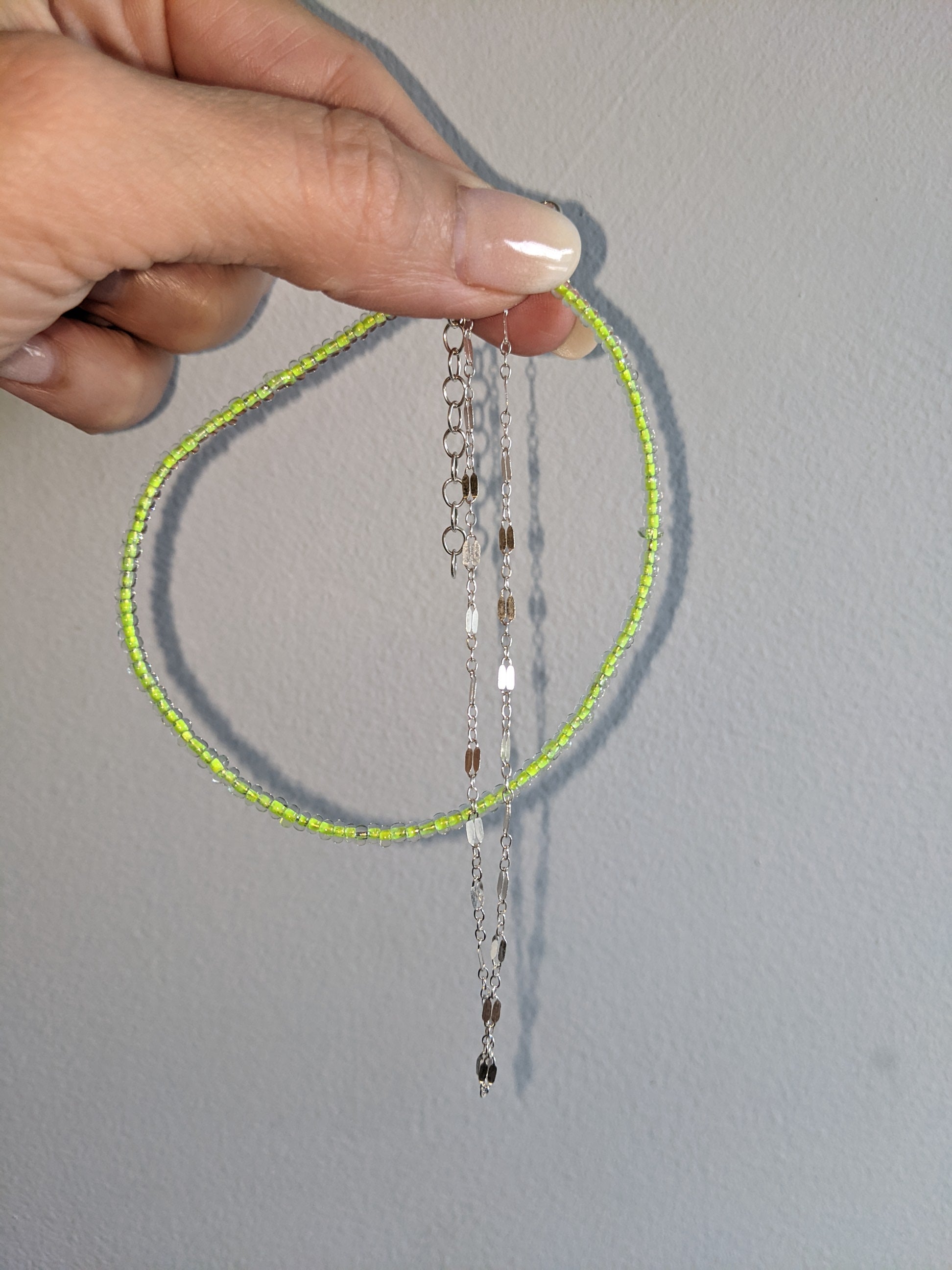 Green Dream Layering Anklet in Argentium Silver