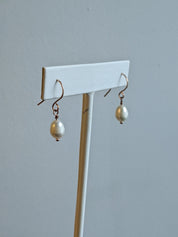 White Pearl Earrings in Rose Gold Fill