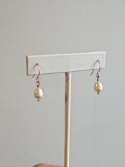 White Pearl Earrings in Rose Gold Fill