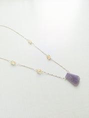 Amethyst and Citrine Necklace in Rose Gold Fill OOAK