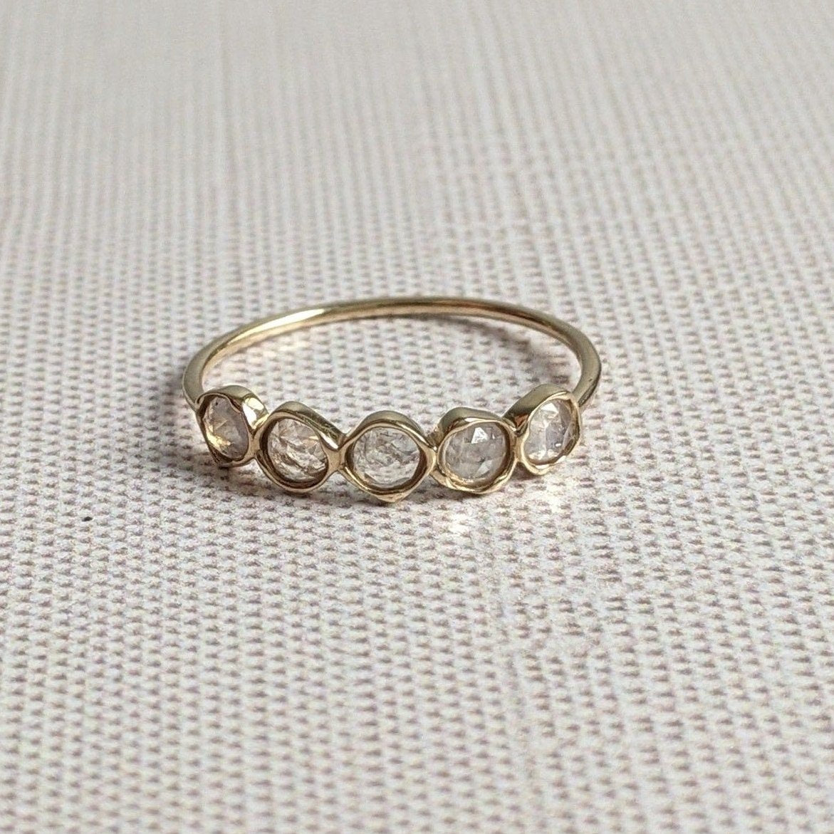 Moonstone Band Ring in 14K Yellow Gold