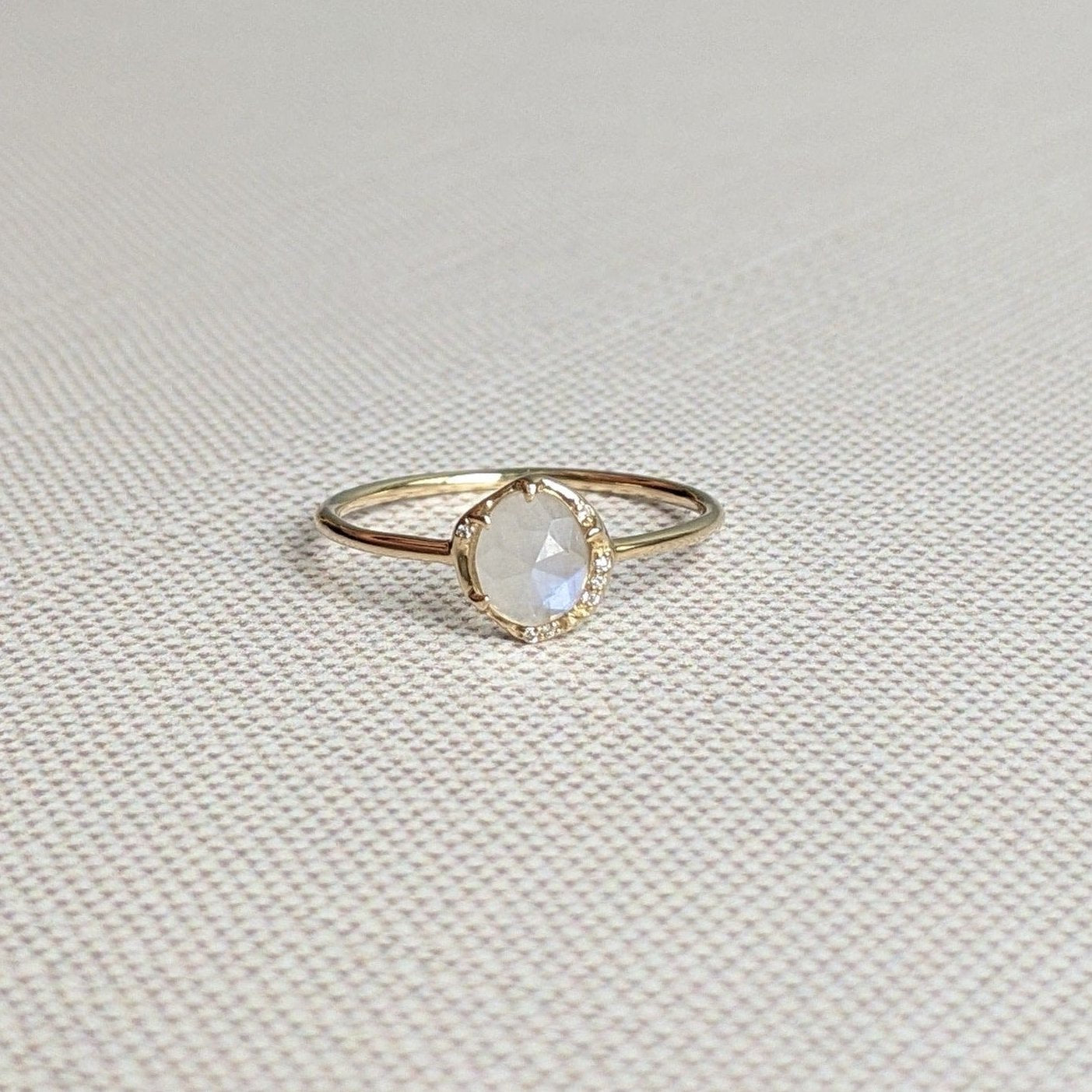 Moonstone Solitaire Ring in 14K Yellow Gold