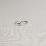 Moonstone Solitaire Ring in 14K Yellow Gold