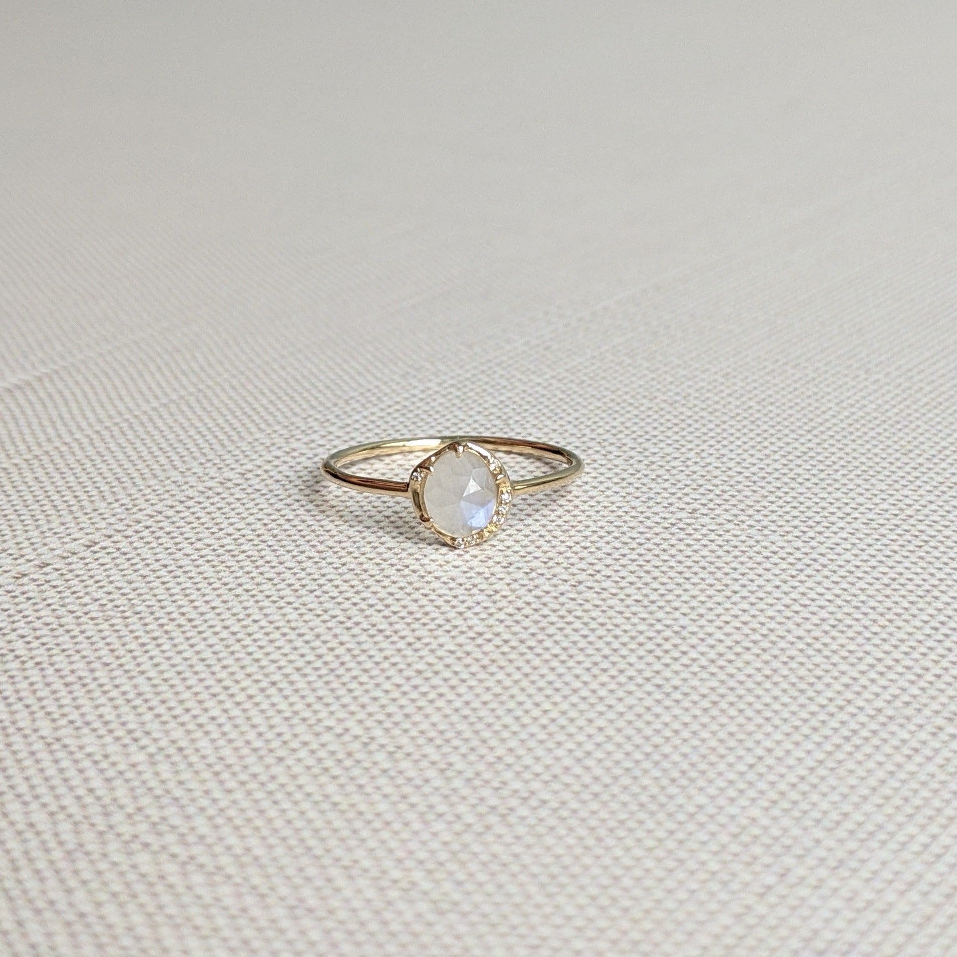 Moonstone Solitaire Ring in 14K Yellow Gold