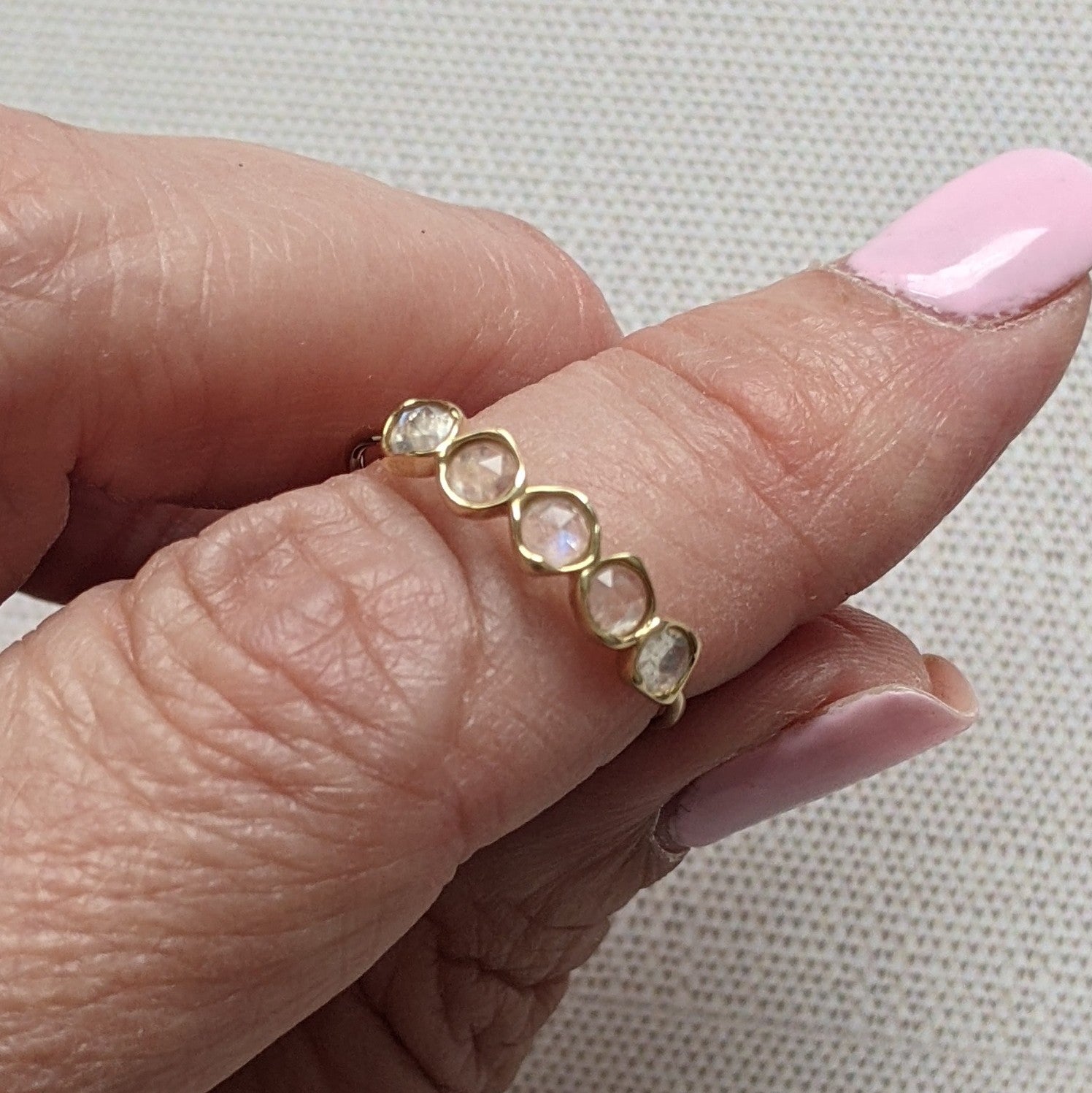 Moonstone Band Ring in 14K Yellow Gold