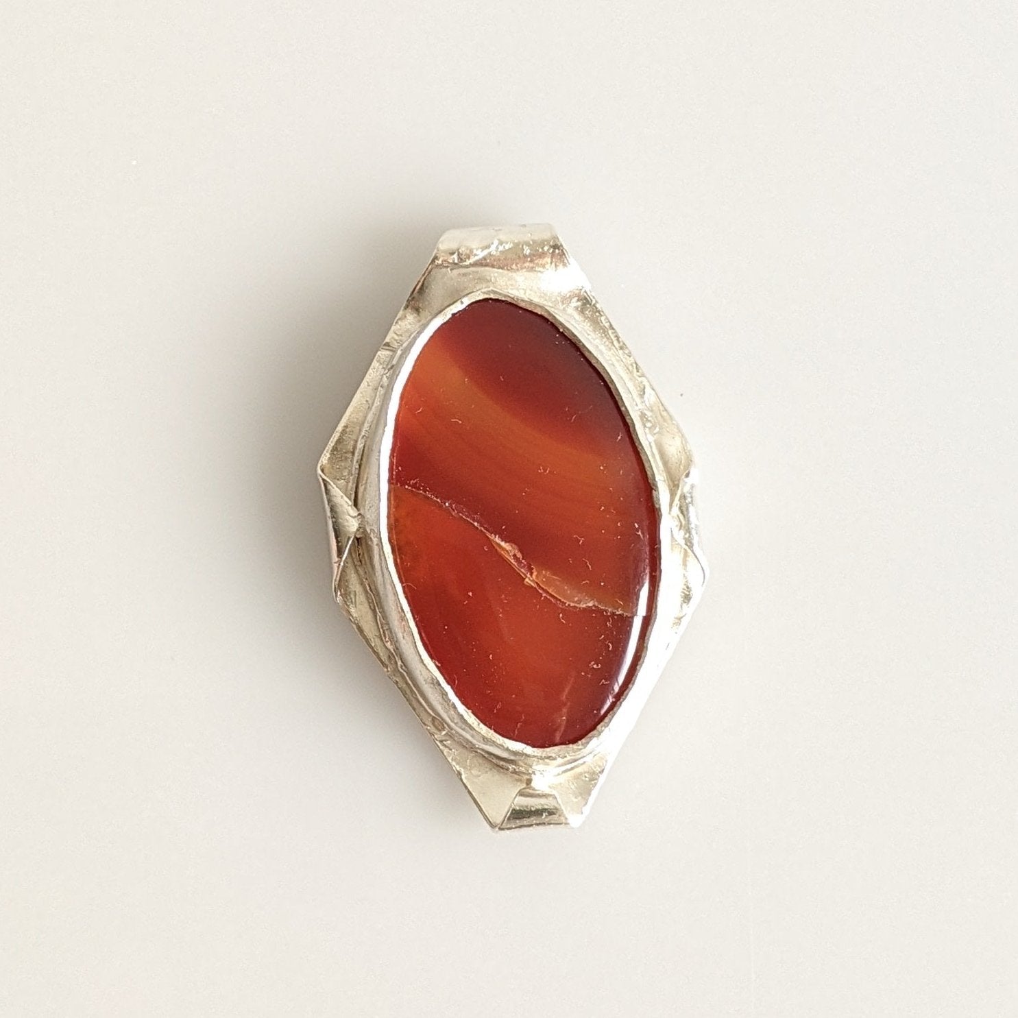 Carnelian Pendant in Sterling Silver - The Fallen Leaf